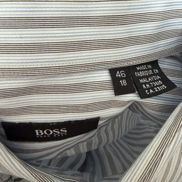 Boss Men's Gray and Blue Pinstripe Button Down - Picture 4 of 4